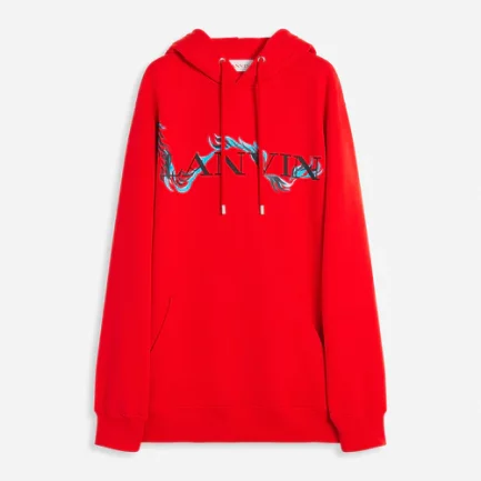 Lanvin Unisex Dragon Print Loose Fitting Hoodie